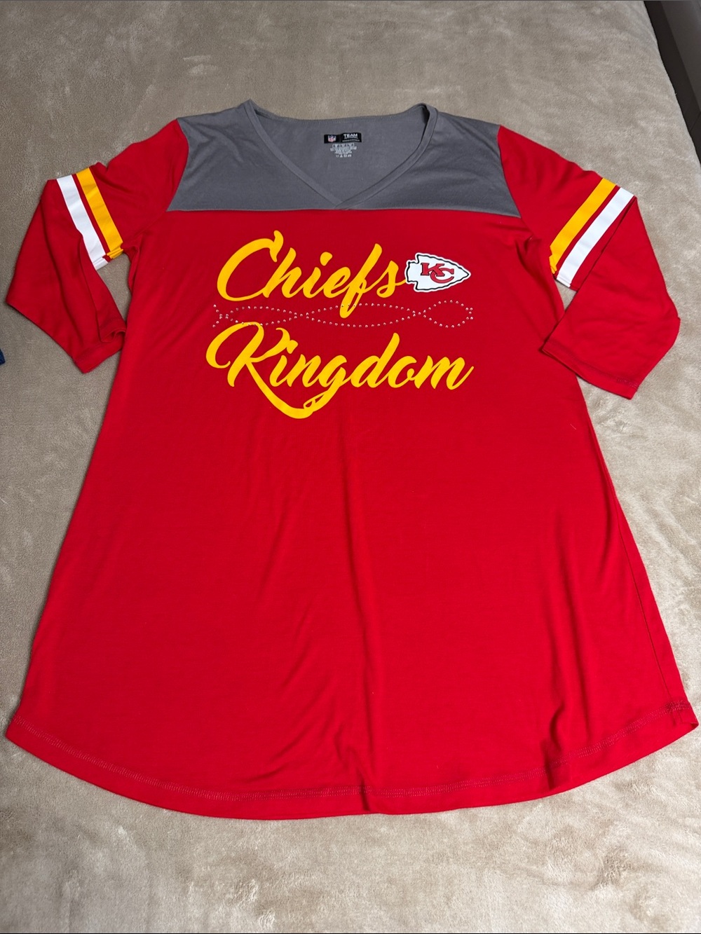 Kansas City Chiefs Red & Gray 'Chiefs Kingdom' Sleep Shirt
